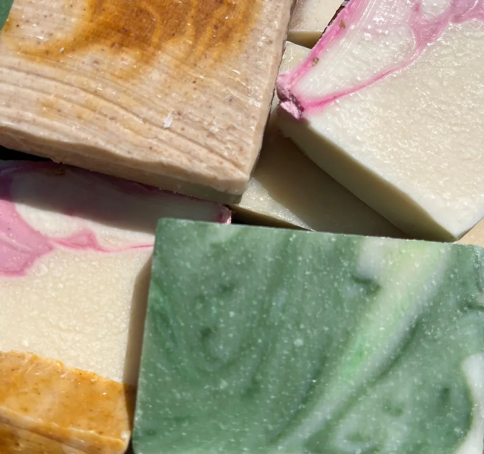 Handcrafted small-batch soaps in natural colors